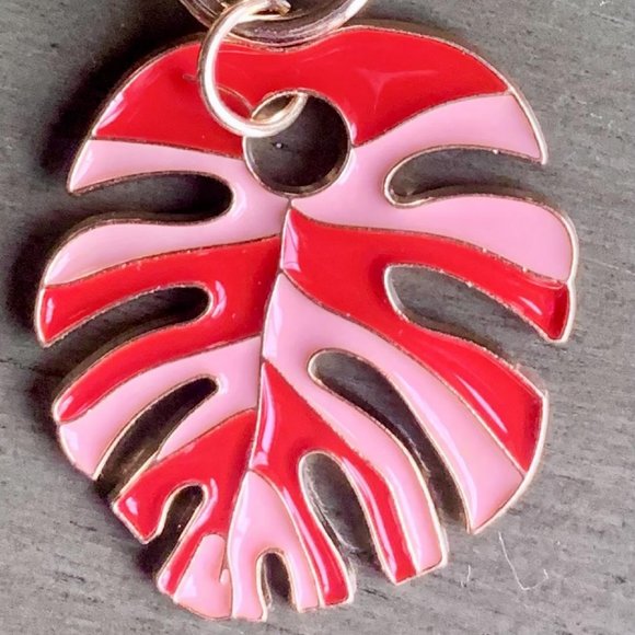 5 Styles Colorful Metal Monstera Tropical Leaves Leaf Handbag Bag Charm Keychain - Picture 6 of 8